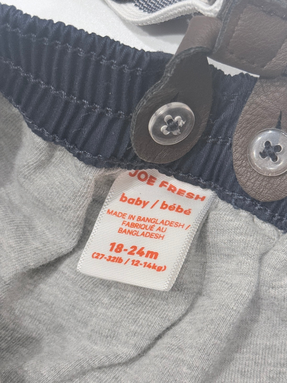 Joe Fresh Navy Chino Pants with Suspenders 18-24M