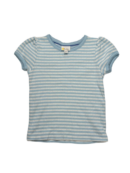 Mini Boden Blue Stripe Pointelle T-Shirt 3-4Y