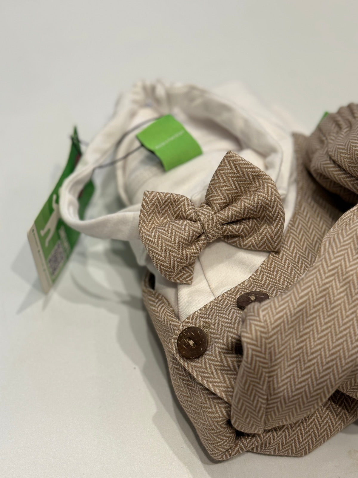 3-Piece Suit Set Bachao Party Beige Herringbone 18-24M