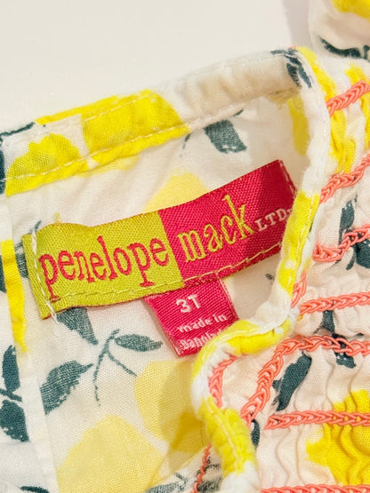 Penelope Mack Lemon Print Smocked Dress 3T