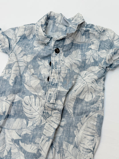 Old Navy Tropical Leaf Print Romper 6-12M