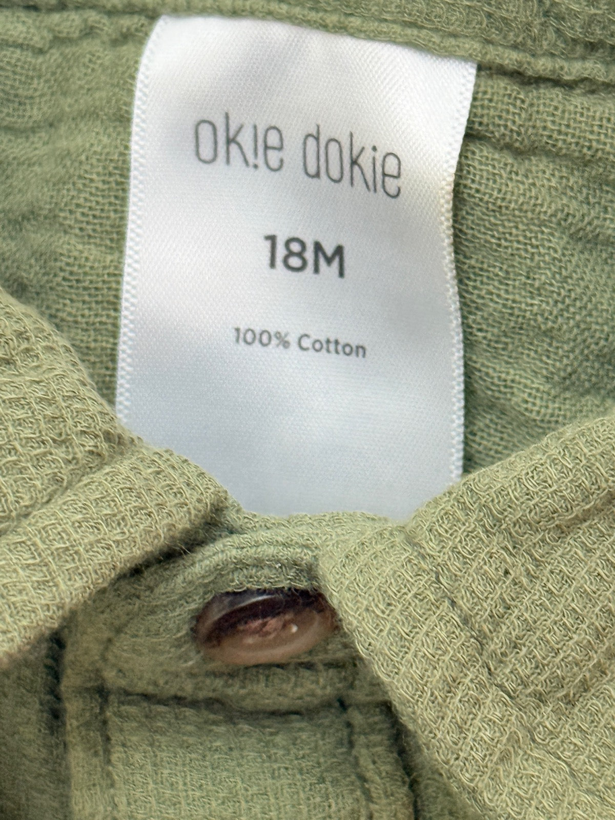 Okie Dokie Olive Green Button-Up Shirt 18M