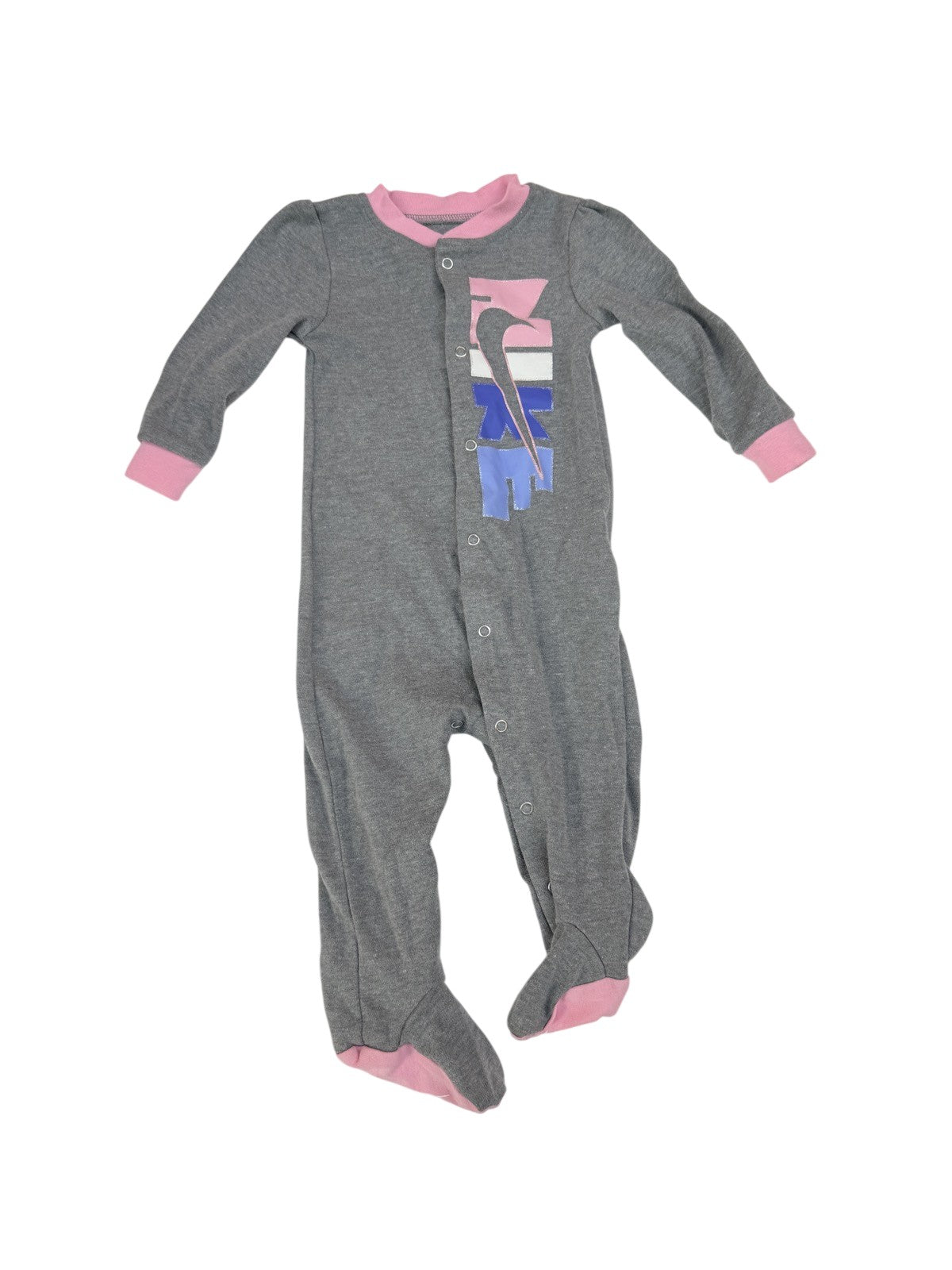 Nike Gray Pink Footed Sleeper Romper 9M