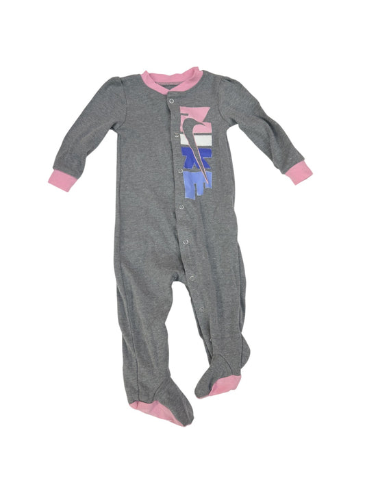 Nike Gray Pink Footed Sleeper Romper 9M