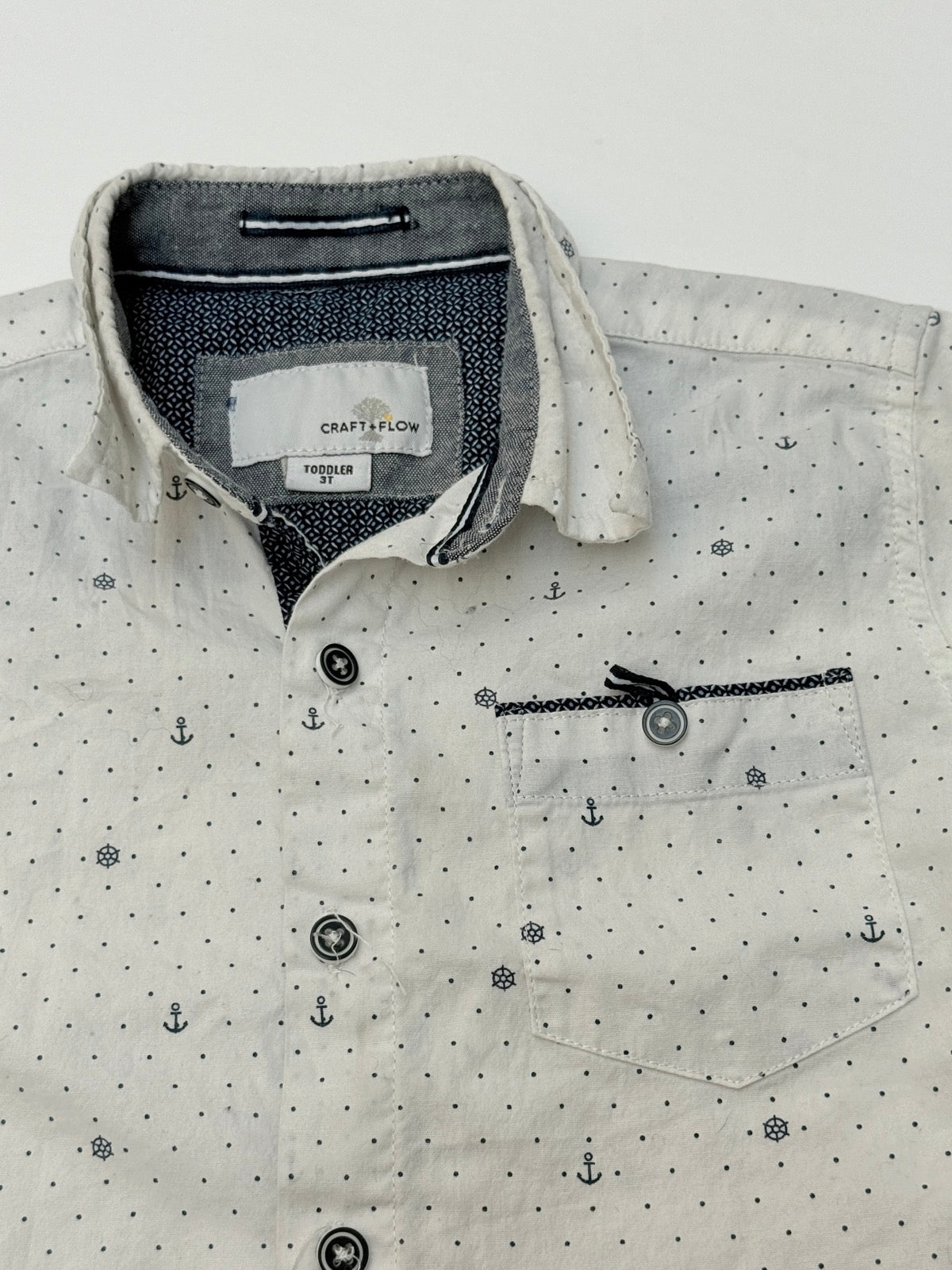 Craft+Flow Nautical Print Button-Down Shirt 3T