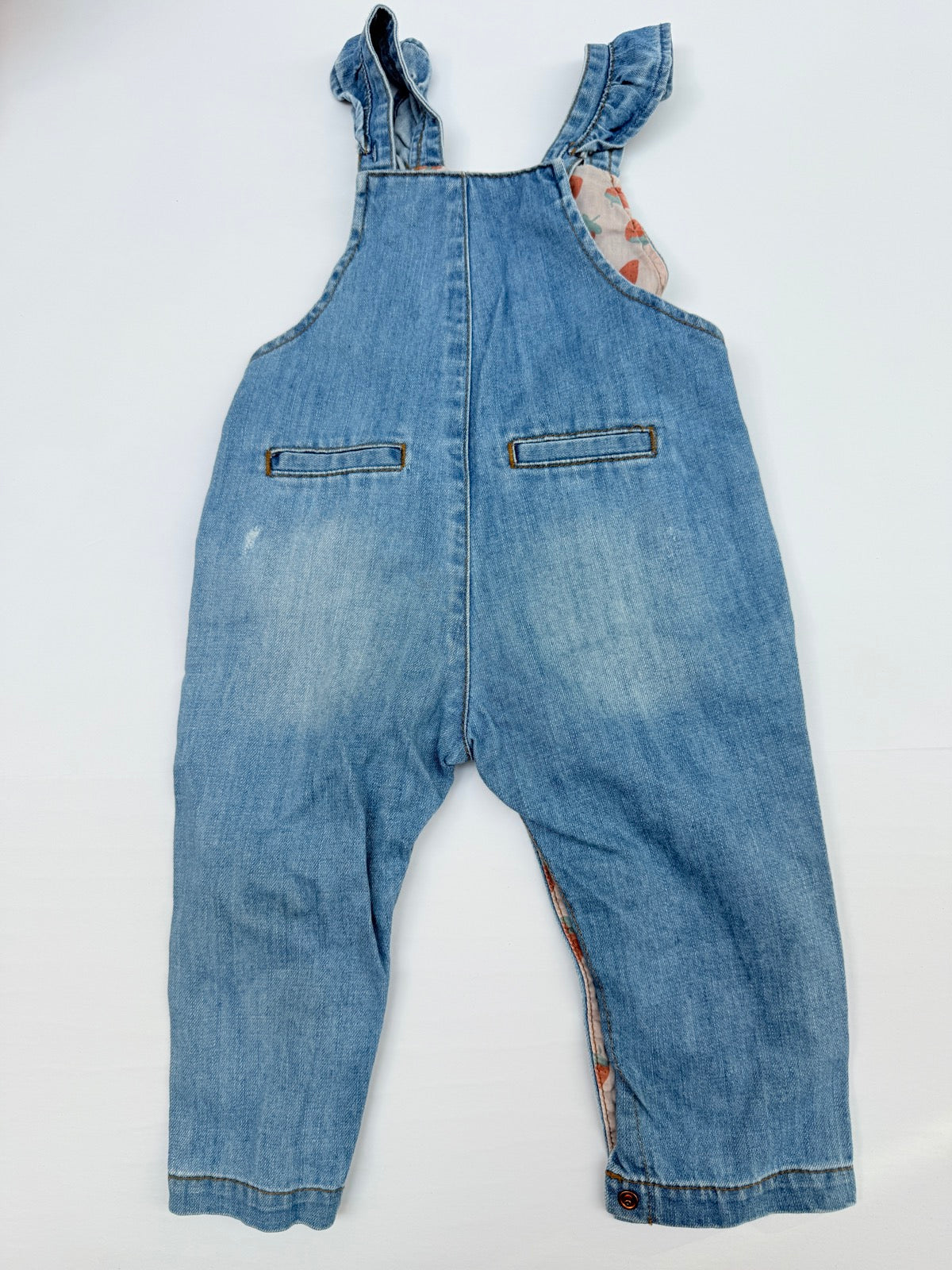 Zara Baby Denim Ruffle Strap Overalls 12-18M