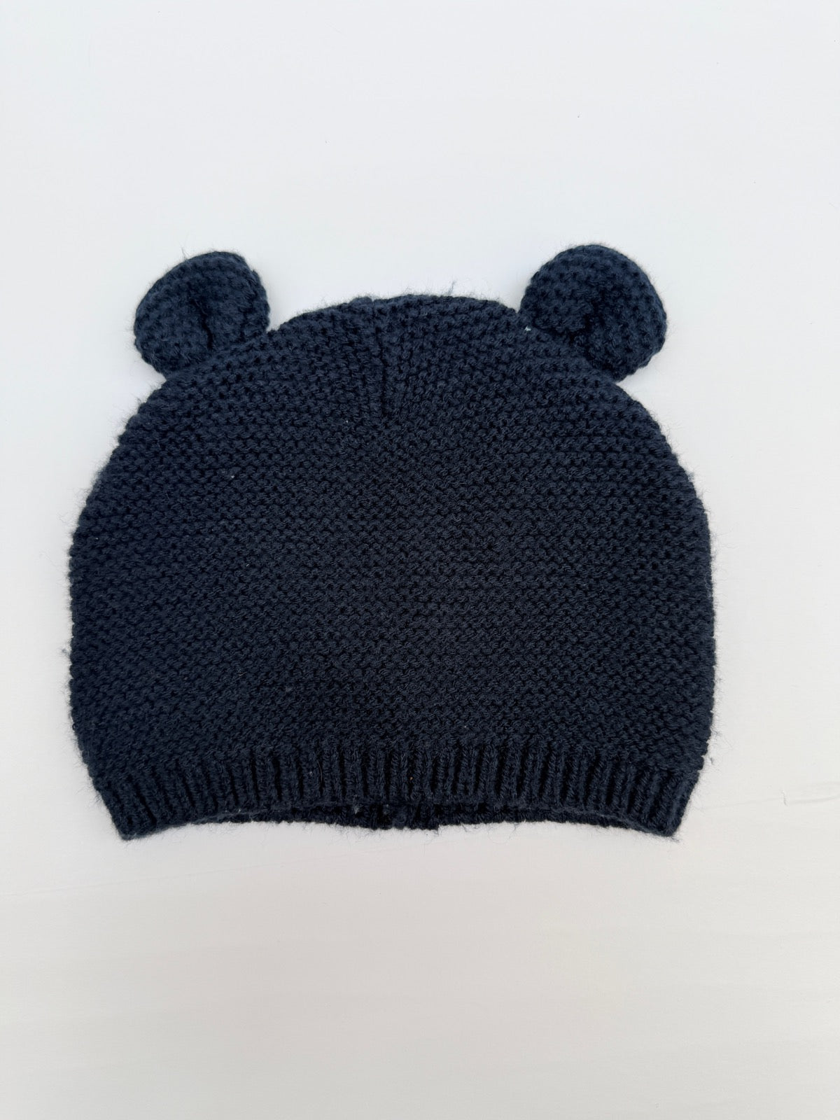 Navy Knit Bear Ear Baby Hat
