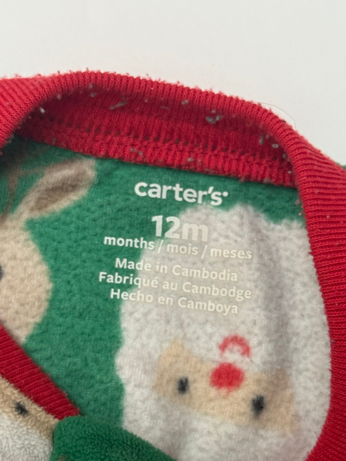 Carter's Santa Reindeer Fleece Sleeper 12M
