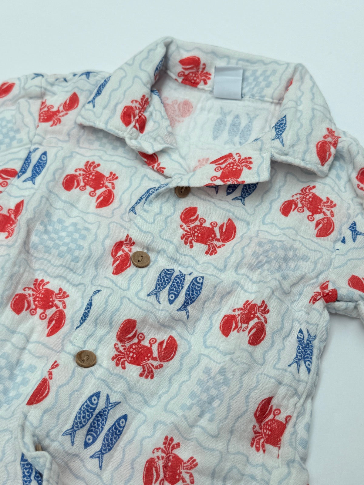 Old Navy Crab Fish Print Shirt 12-18M