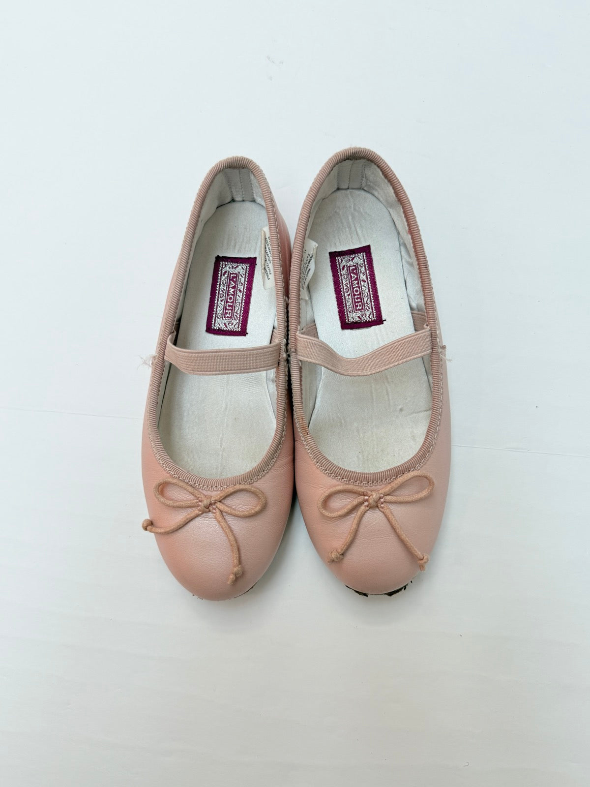 L'Amour Pink Leather Mary Jane Flats Size 11