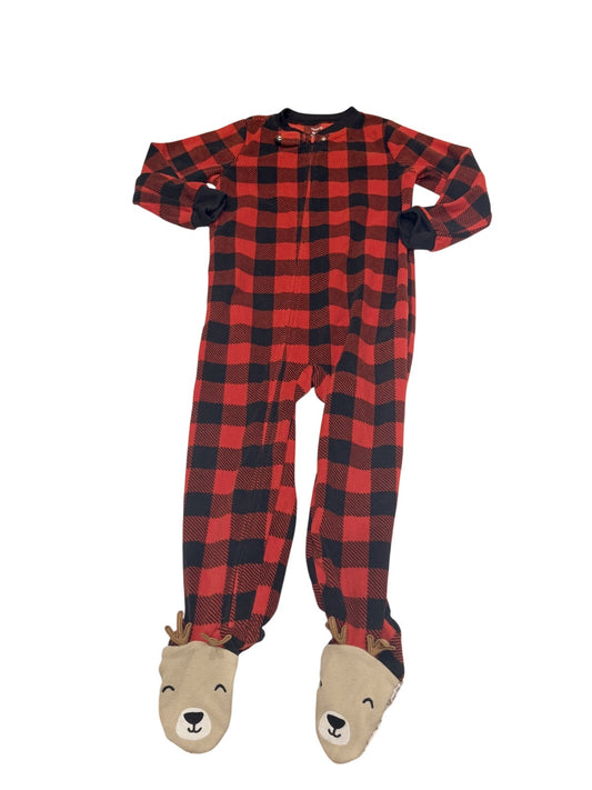 Carter's Buffalo Plaid Reindeer Footed Pajama 4T