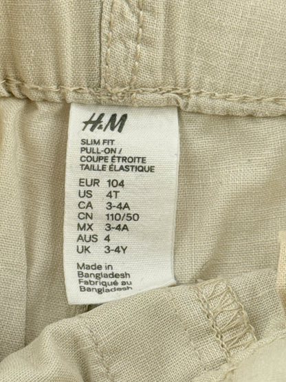 H&M Beige Linen Blend Pull-On Pants Size 3-4Y