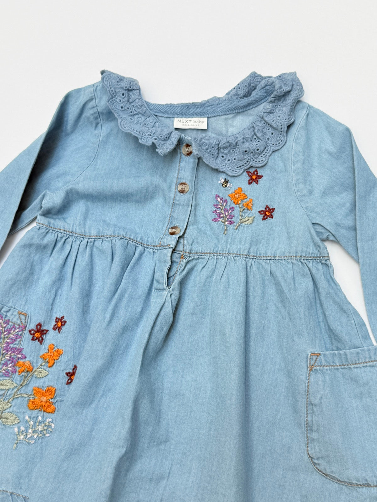 Next Baby Chambray Floral Dress 6-9M