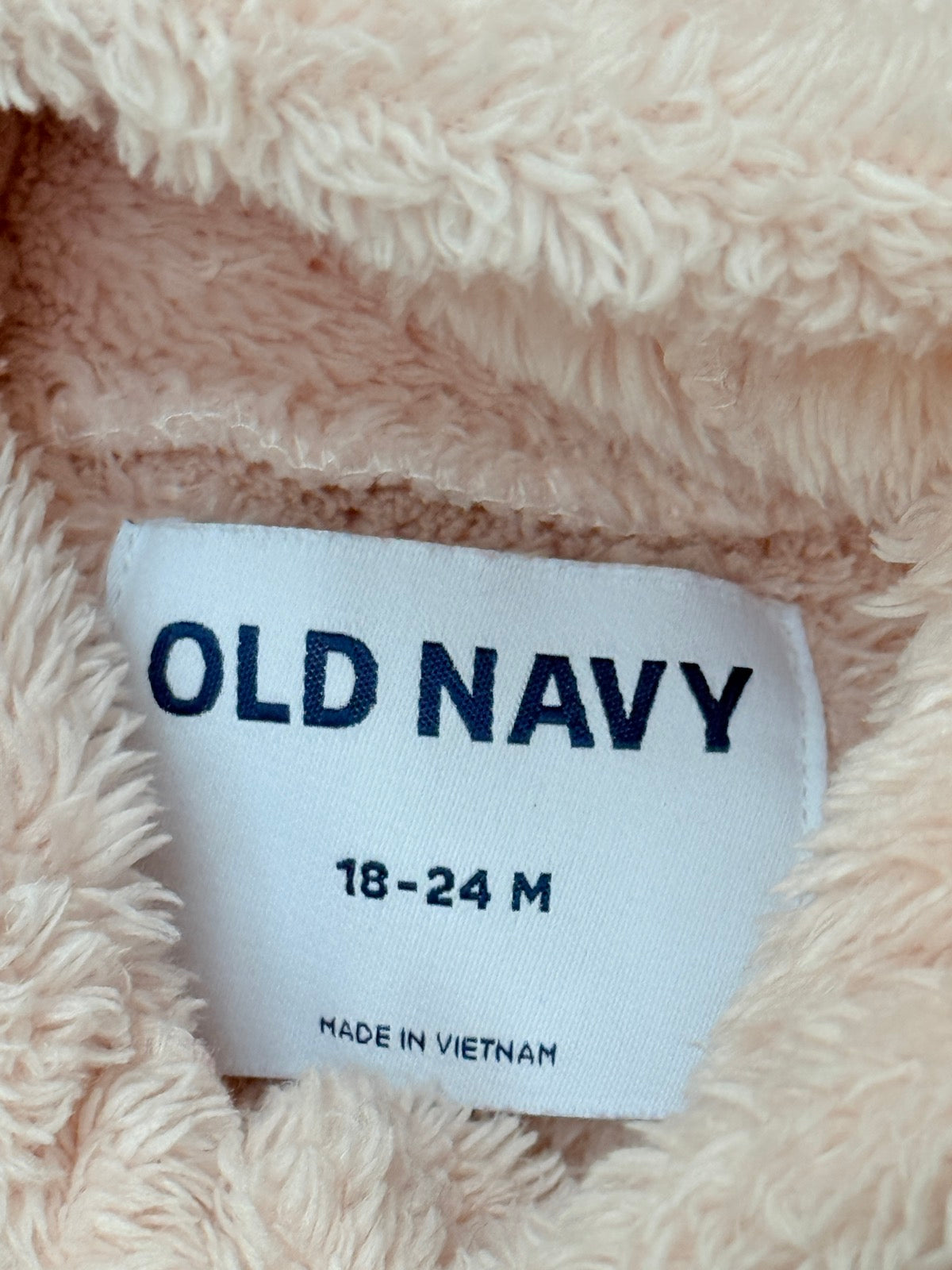 Old Navy Pink Fuzzy Bear Hood Jacket 18-24M