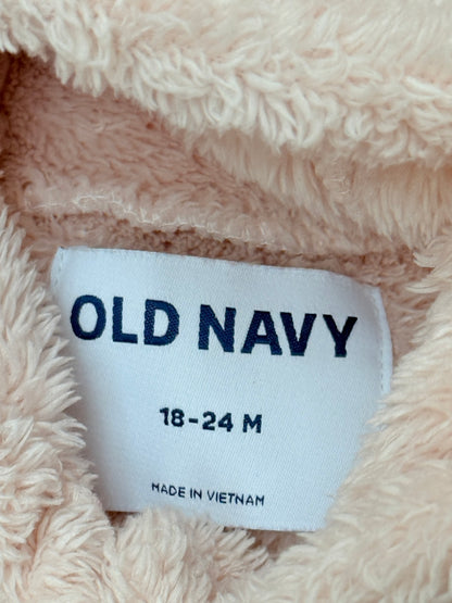 Old Navy Pink Fuzzy Bear Hood Jacket 18-24M