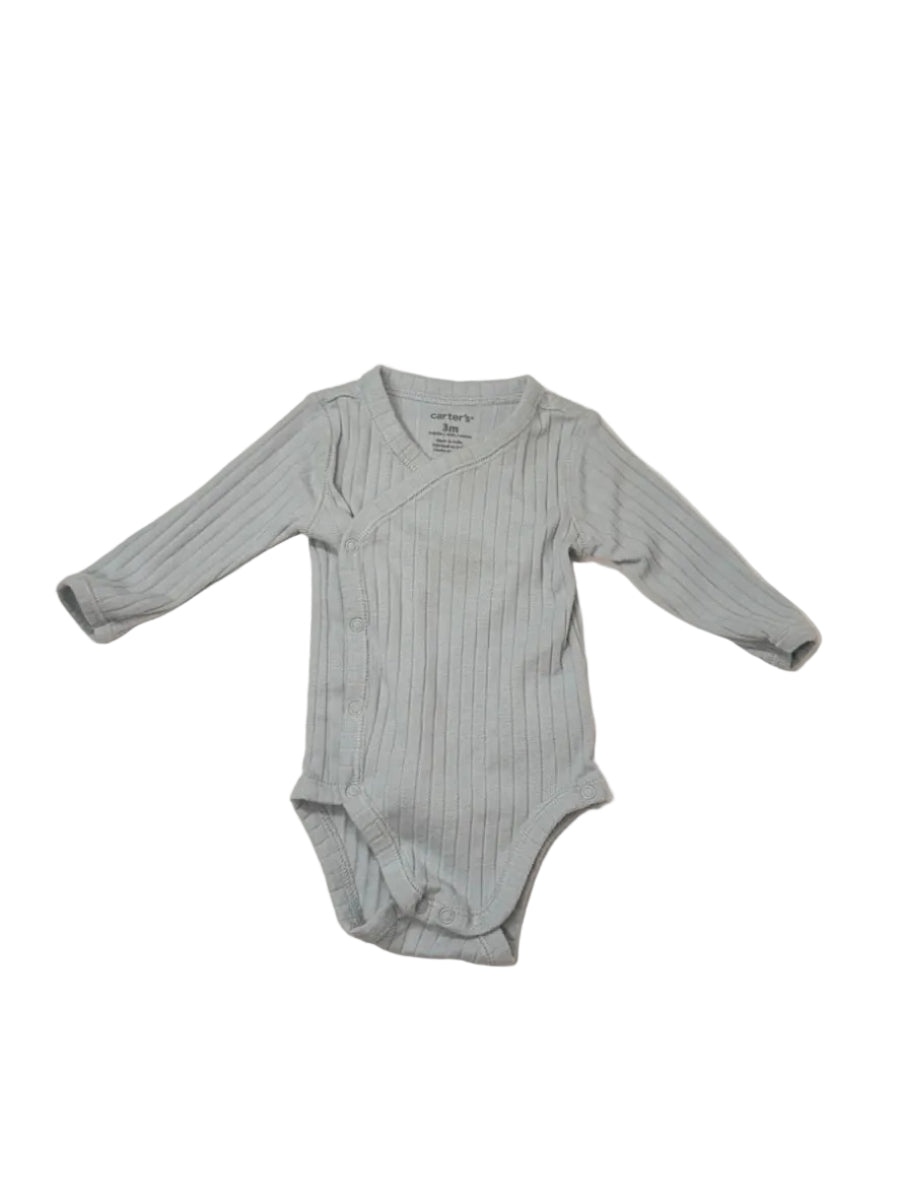 Carter's Blue Ribbed Long Sleeve Bodysuit 3m