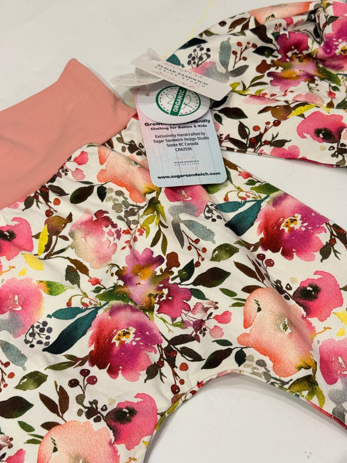 Sugar Sandwich Floral Harem Pants Hat Set 6-12m