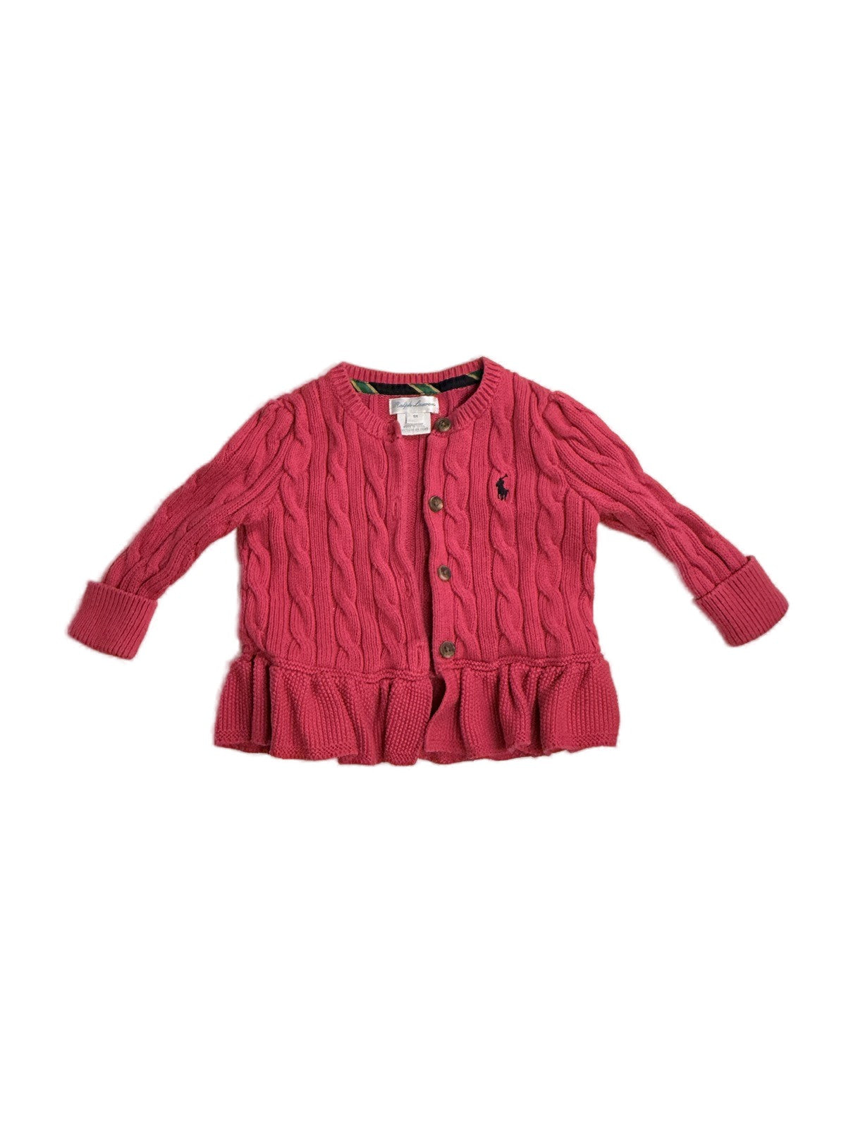 Ralph Lauren Pink Cable Knit Cardigan 9M