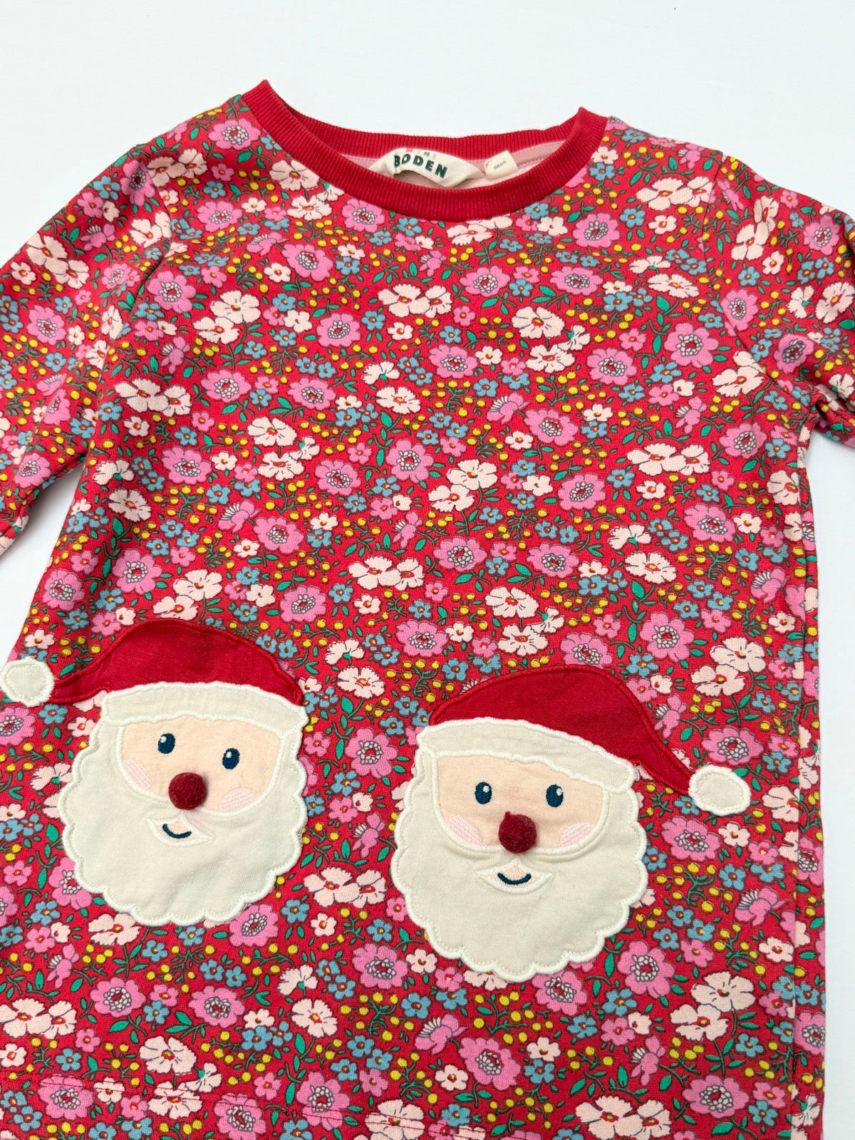Mini Boden Santa Floral Sweatshirt Dress 5-6Y