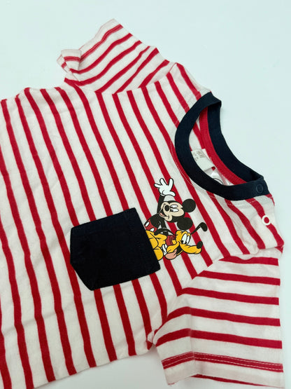 H&M Disney Mickey Mouse Stripe Tee 12-18m