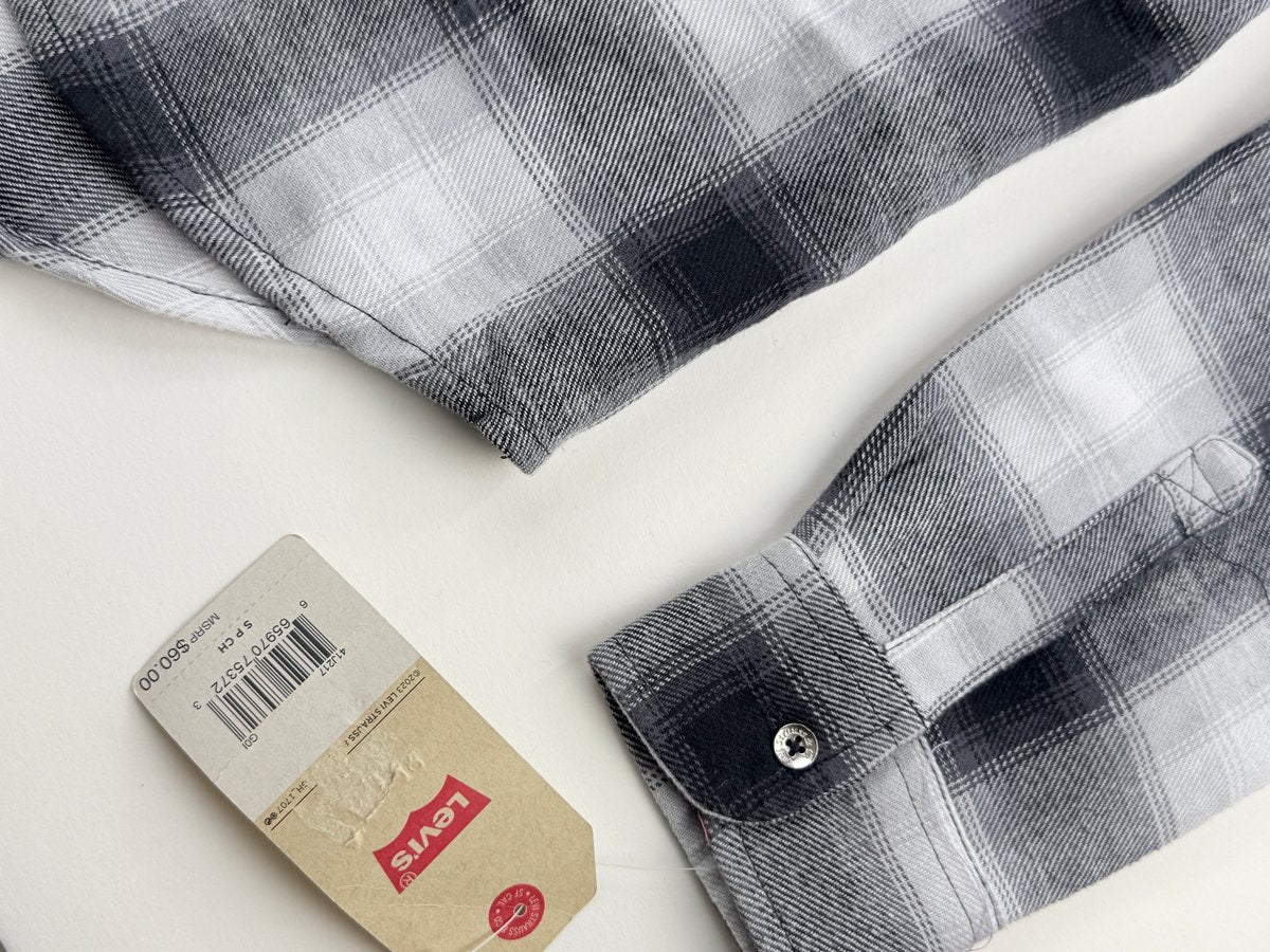 NWT - Levi's Hooded Plaid Flannel Shirt Size 8-10
