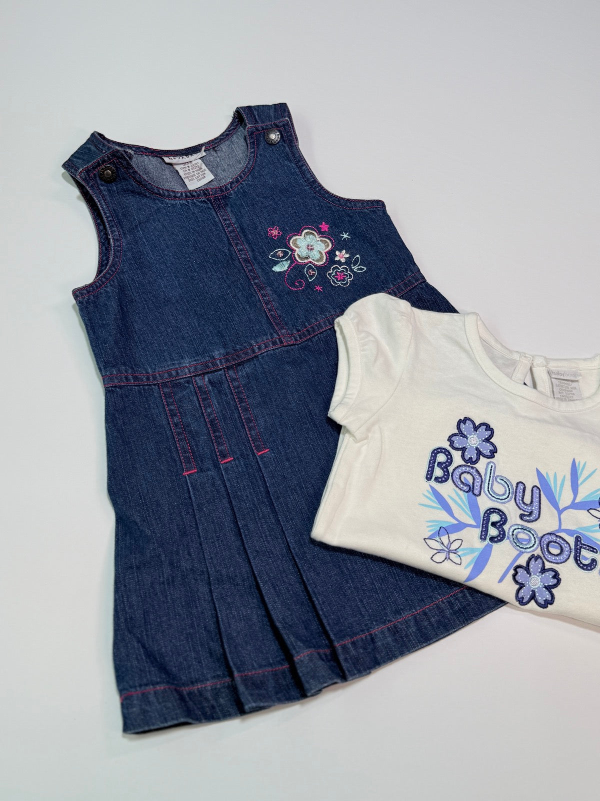 Vintage Y2K Baby Boots Shirt Nevada Jumper Dress Set 18m
