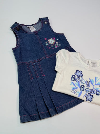 Vintage Y2K Baby Boots Shirt Nevada Jumper Dress Set 18m