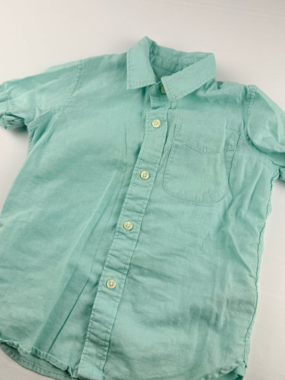 Gap Kids Aqua Linen Blend Button-Up Shirt Size 4-5