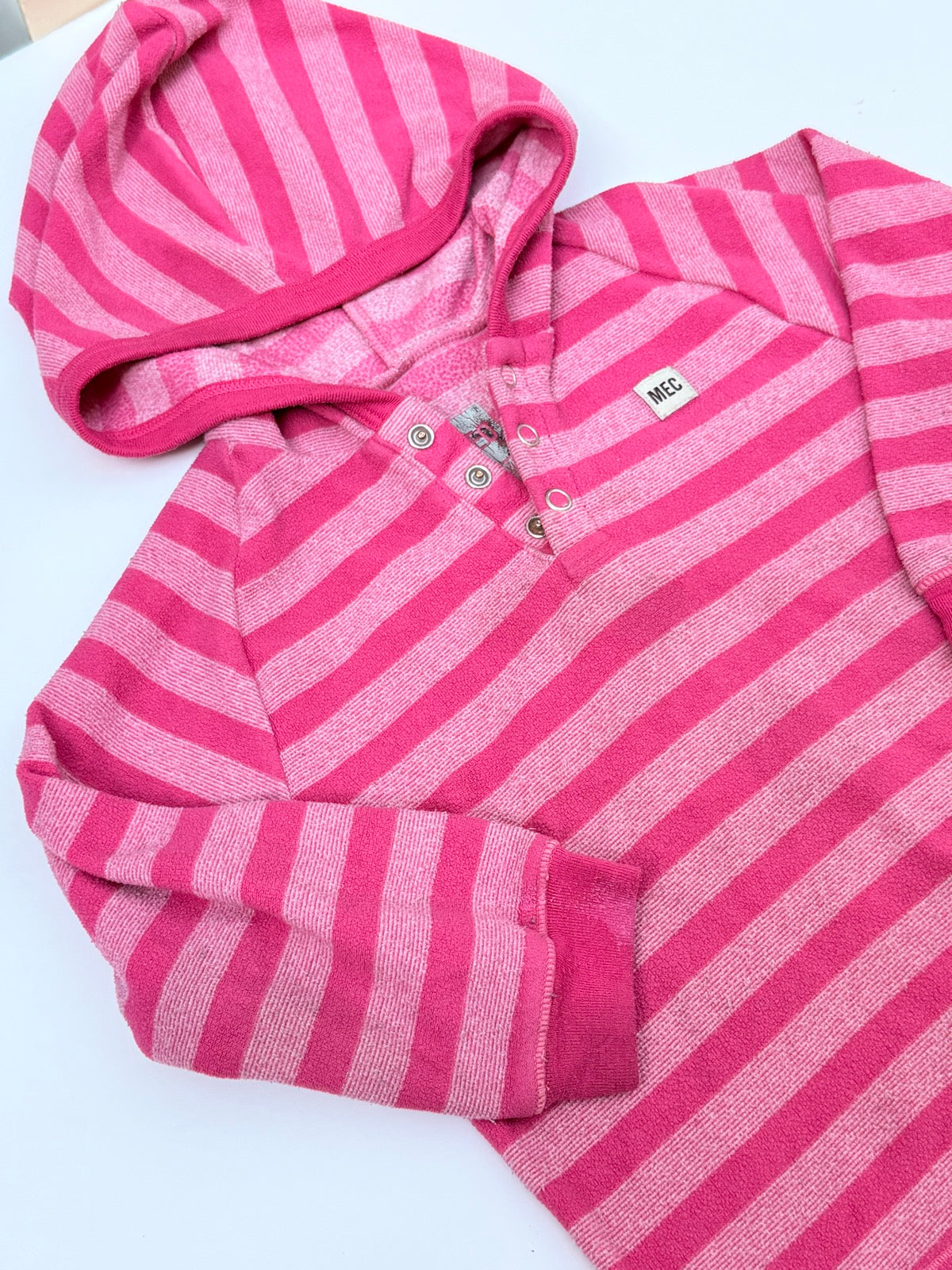 MEC Pink Striped Hooded Pullover 24M