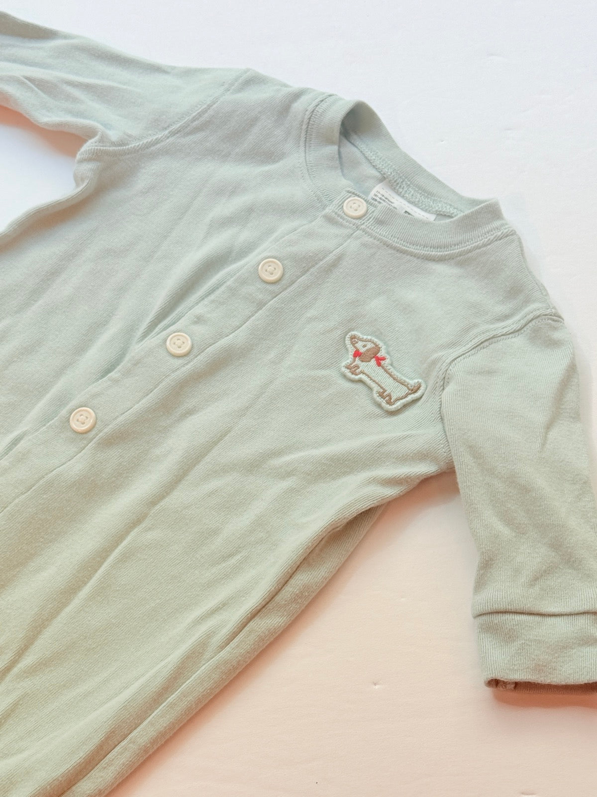 Uniqlo Mint Green Dog Romper 3-6M