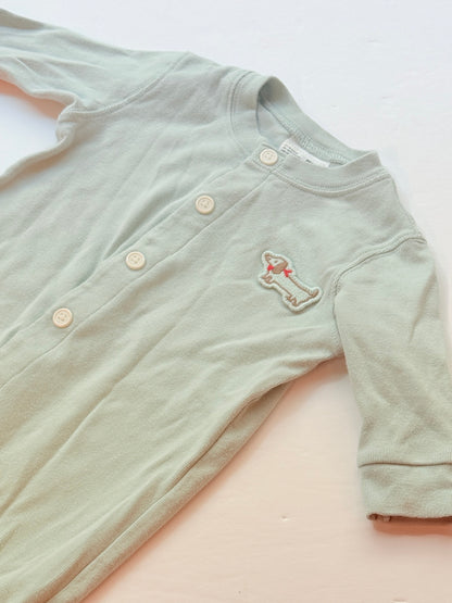 Uniqlo Mint Green Dog Romper 3-6M