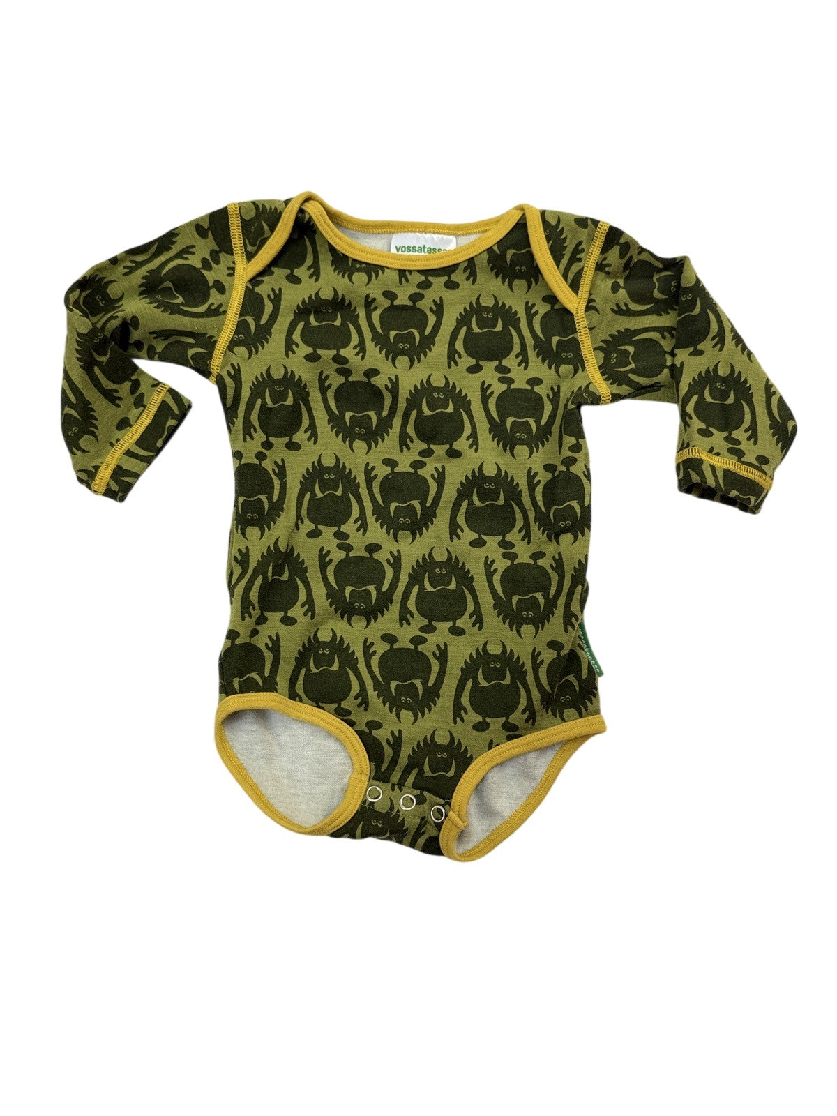 Vossatassar Wool / Cotton Monster Print Bodysuit Size 80 /12m