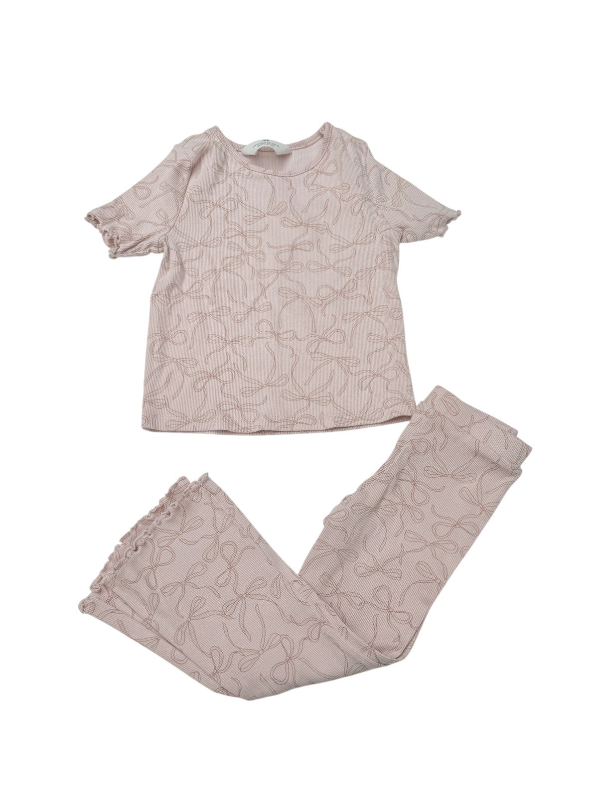 H&M Pink Bow Print Top & Leggings Set 3/4T