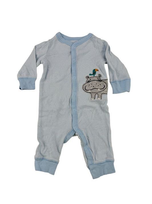 Carter's Blue Striped Hippo Romper 3M