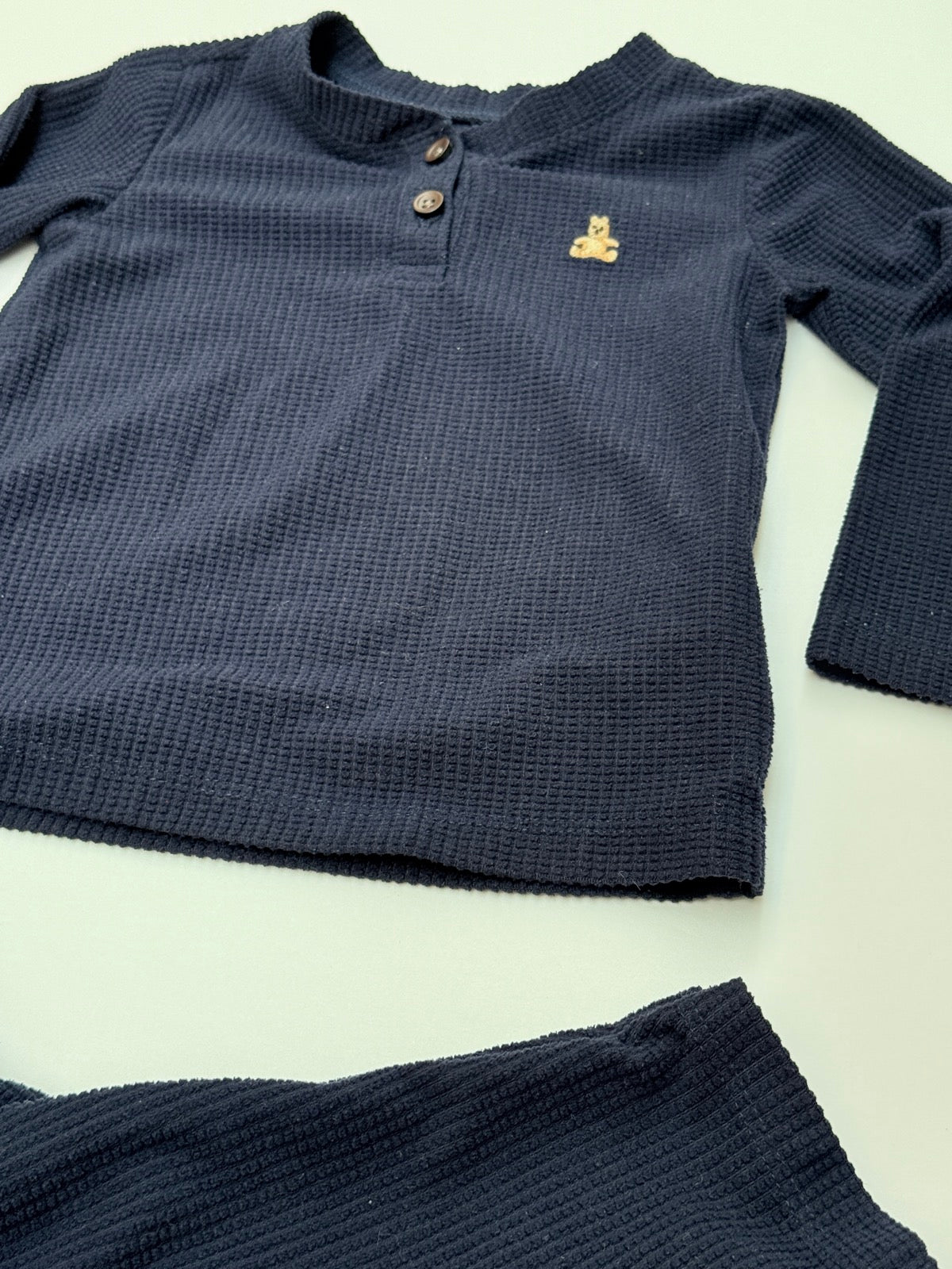 Baby Gap Navy Waffle Knit Pajama Set 12-18M