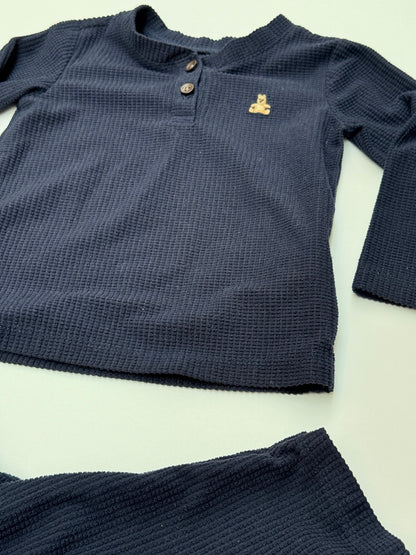 Baby Gap Navy Waffle Knit Pajama Set 12-18M