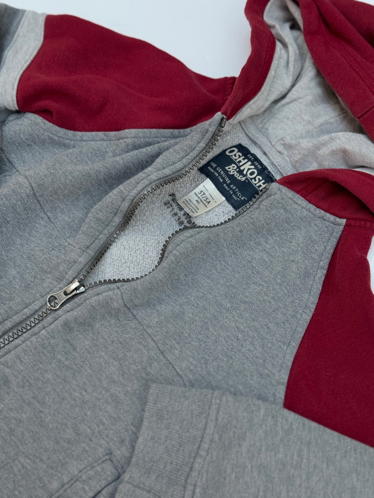OshKosh B'gosh Gray Red Zip Hoodie 5T