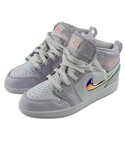 Jordan 1 Mid Lavender Iridescent Swoosh Sneakers Size 1Y
