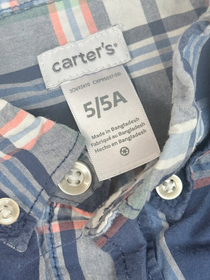 Carter's Plaid Button-Up Shirt Size 5/5A