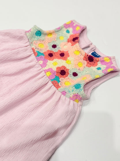 Old Navy Floral Crochet Pink Dress 6-12M