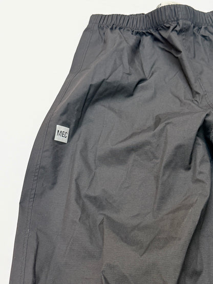 MEC Black Waterproof Rain Pants Youth 12