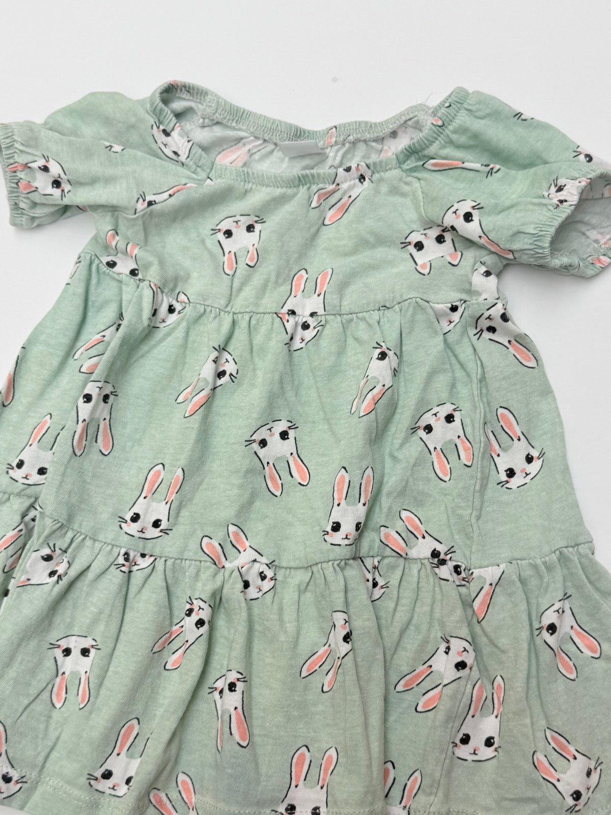 S.Kids Bunny Print Tiered Dress 9-12M