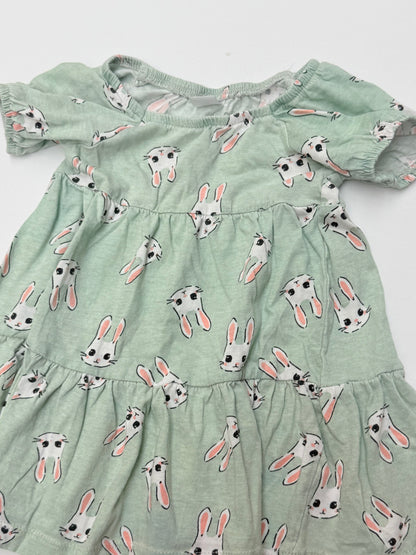 S.Kids Bunny Print Tiered Dress 9-12M