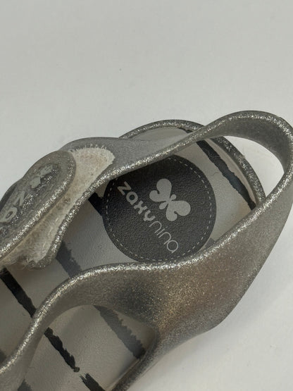 Zaxu Nina Silver Jelly Flower Sandals Size 6