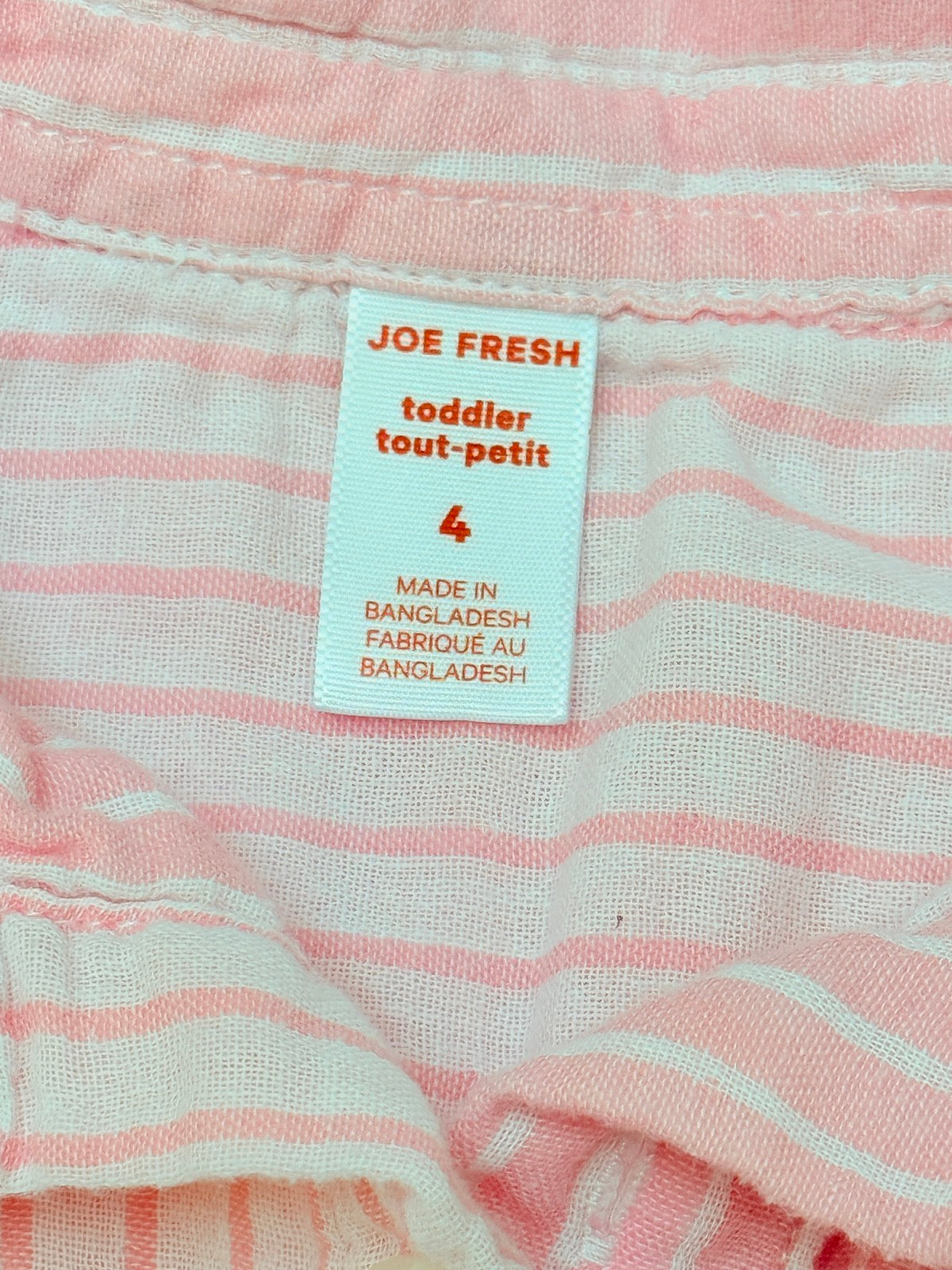 Joe Fresh Pink Stripe Button Shirt Size 4
