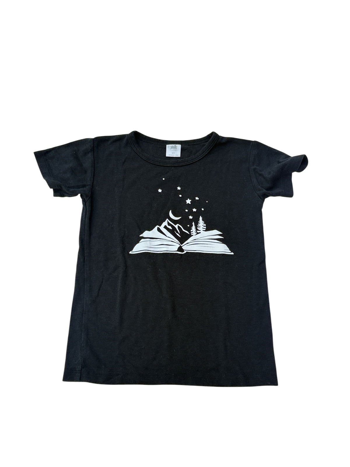 Little & Lively Book Print Black T-Shirt 3/4