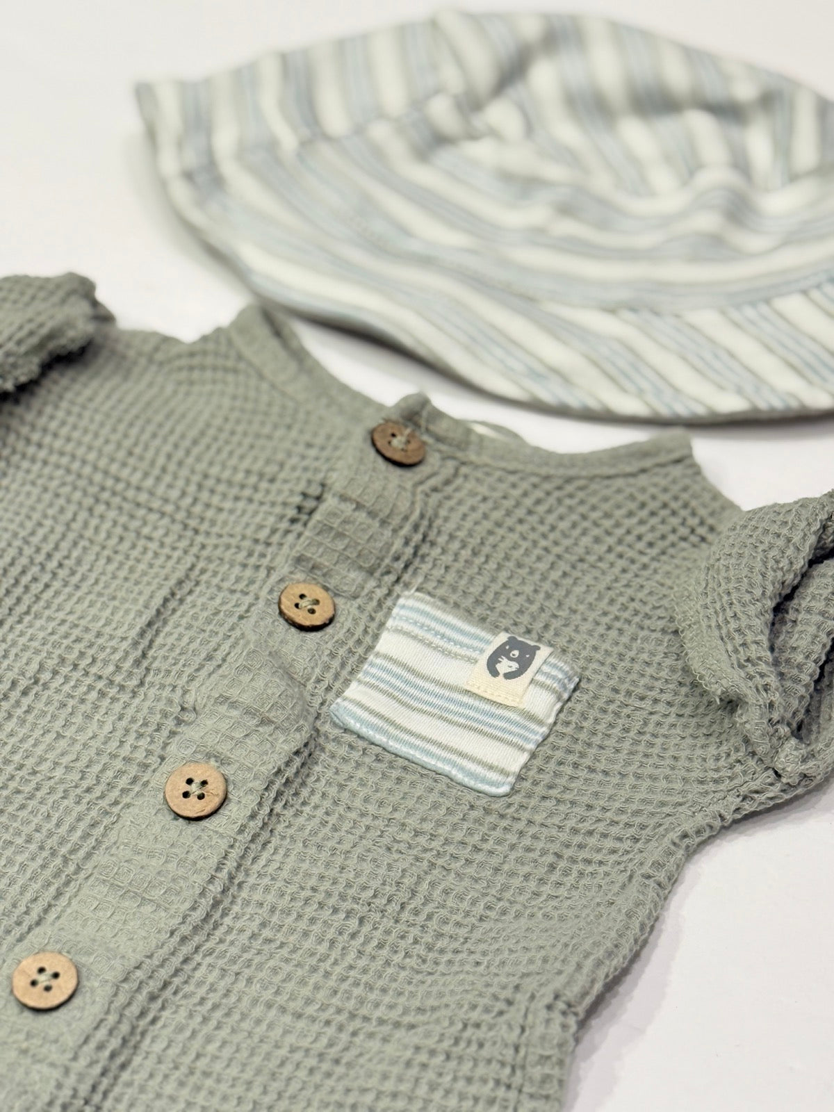 Rabbit + Bear Organic Romper & Hat Set 6-9M