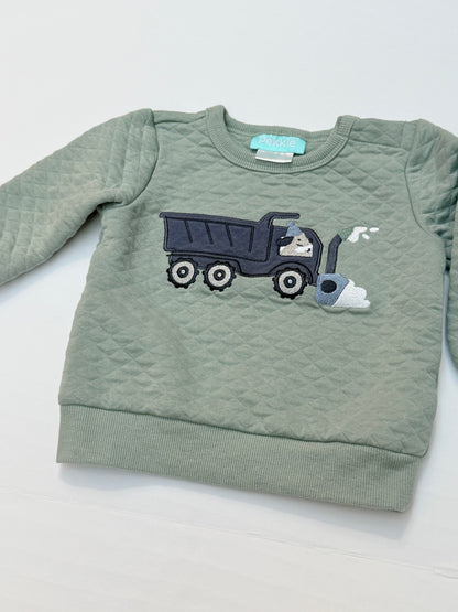 Pekkle Quilted Dump Truck Sweatshirt 12M