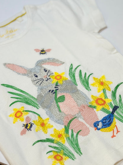 Mini Boden Embroidered Bunny T-Shirt 3-4Y