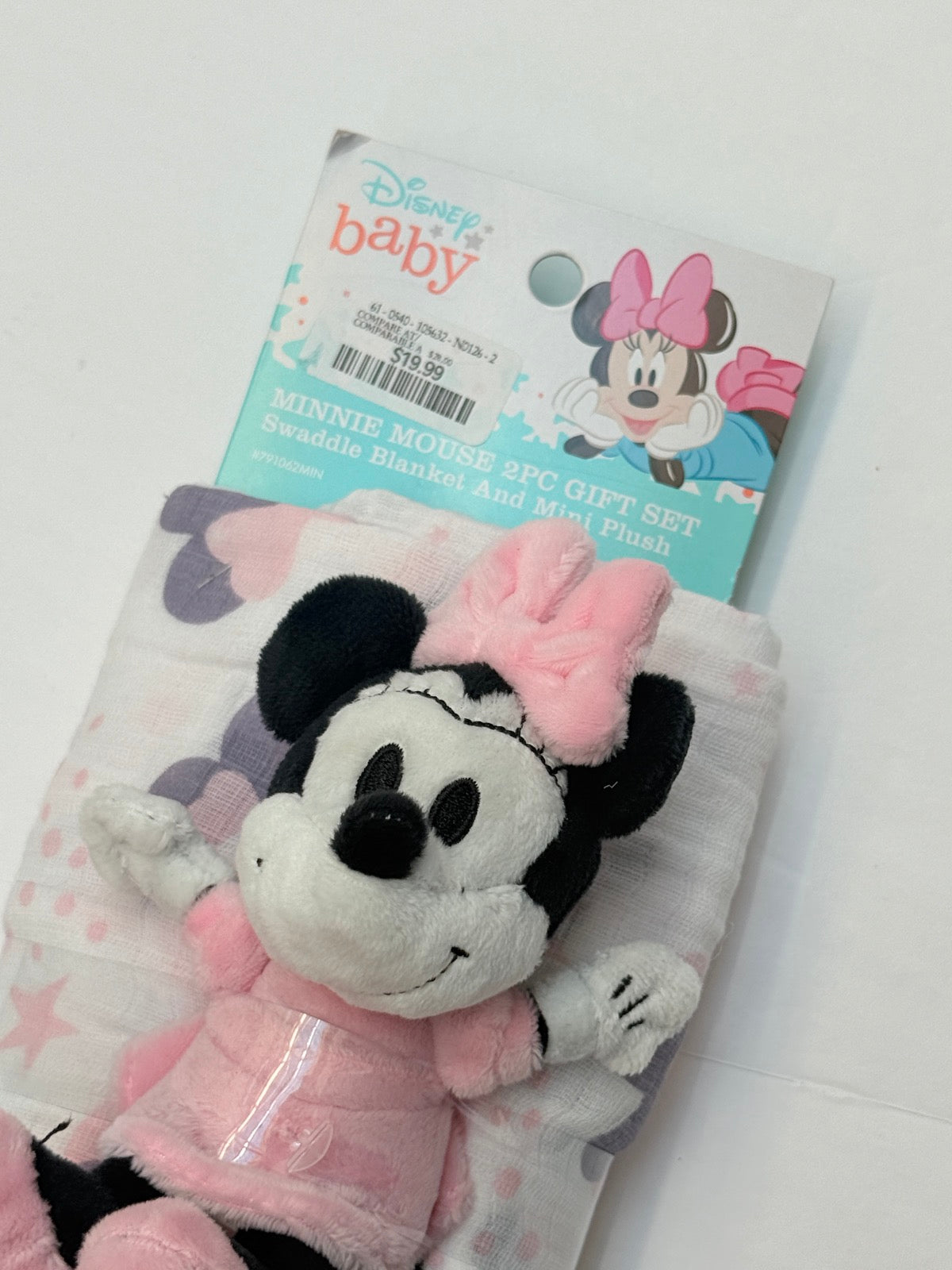 NWT - Disney Baby Minnie Mouse Swaddle Blanket Plush Set